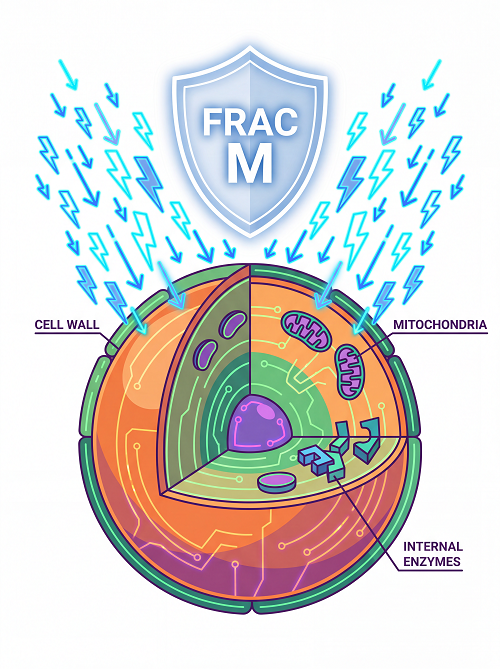 Мультисайтовые контактные фунгициды (Группы M01–M12): классификация FRAC и применение