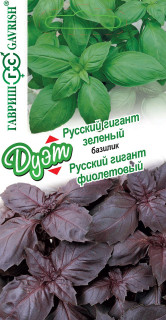 (м.ф.) Базилик Русский гигант зеленый 0,1гр+Русский гигант фиолетовый 0,1г ДУЭТ, 0,2 гр